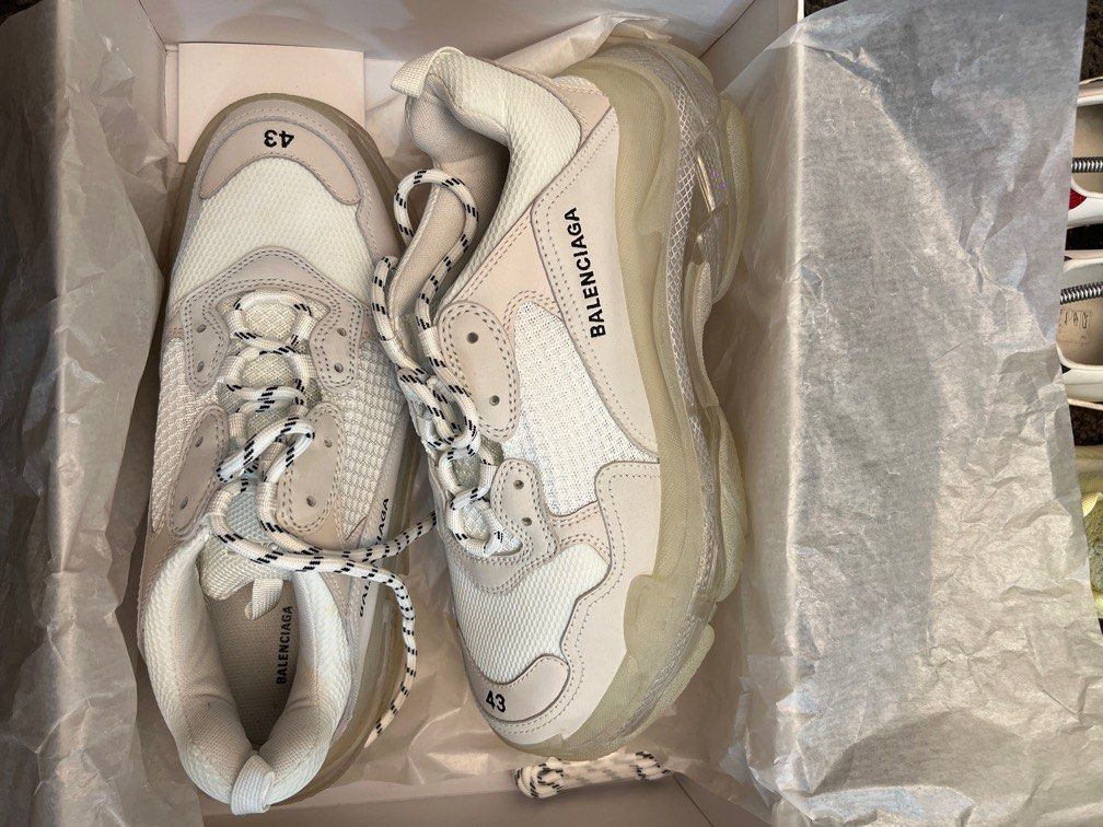 Balenciaga triple S clear sole in white shoes for sale