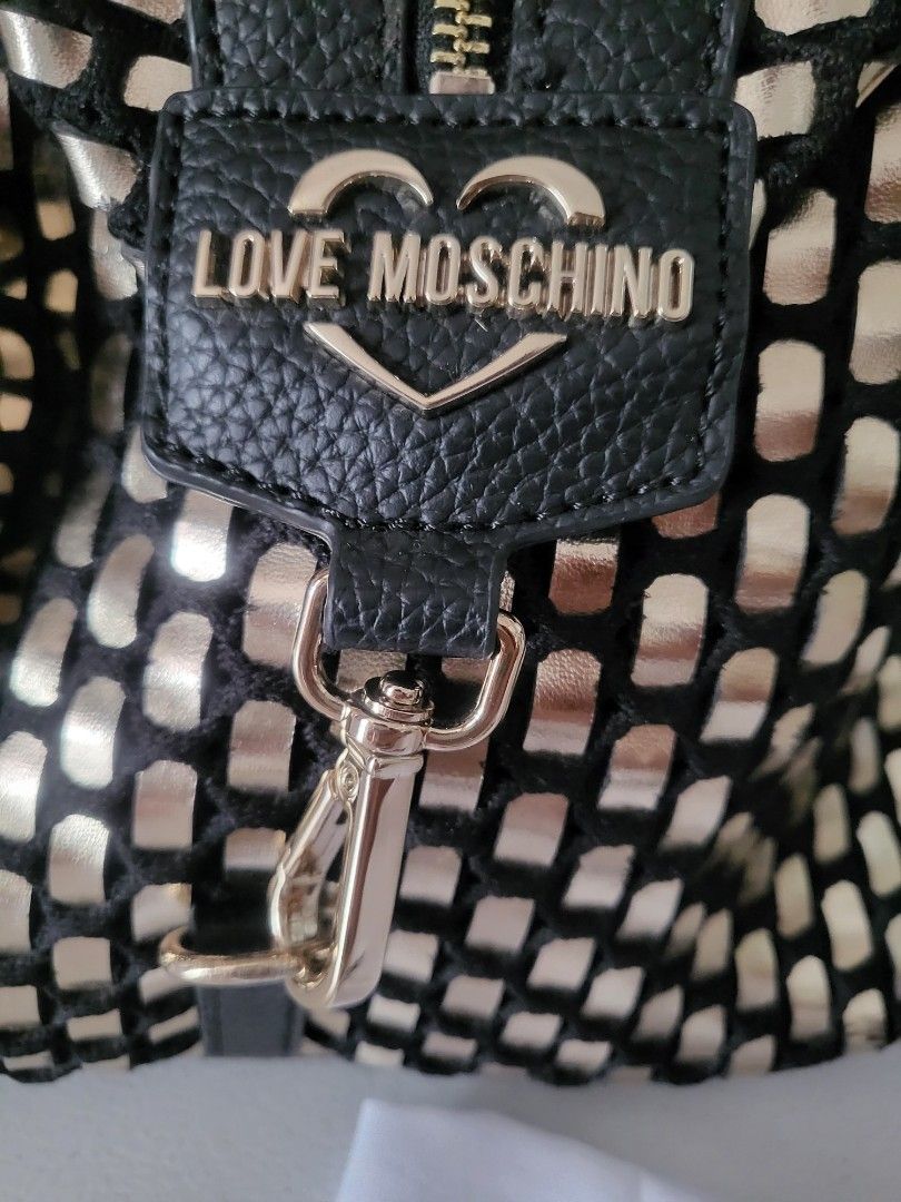 BN Love Moschino backpack in Metallic Weave, Women's Fashion, Bags