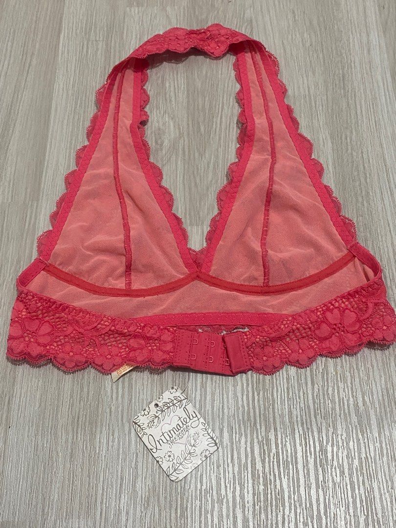 NWT FREE PEOPLE Sz S GALLOON LACE HALTER BRA BRALETTE IN PARADISE RED
