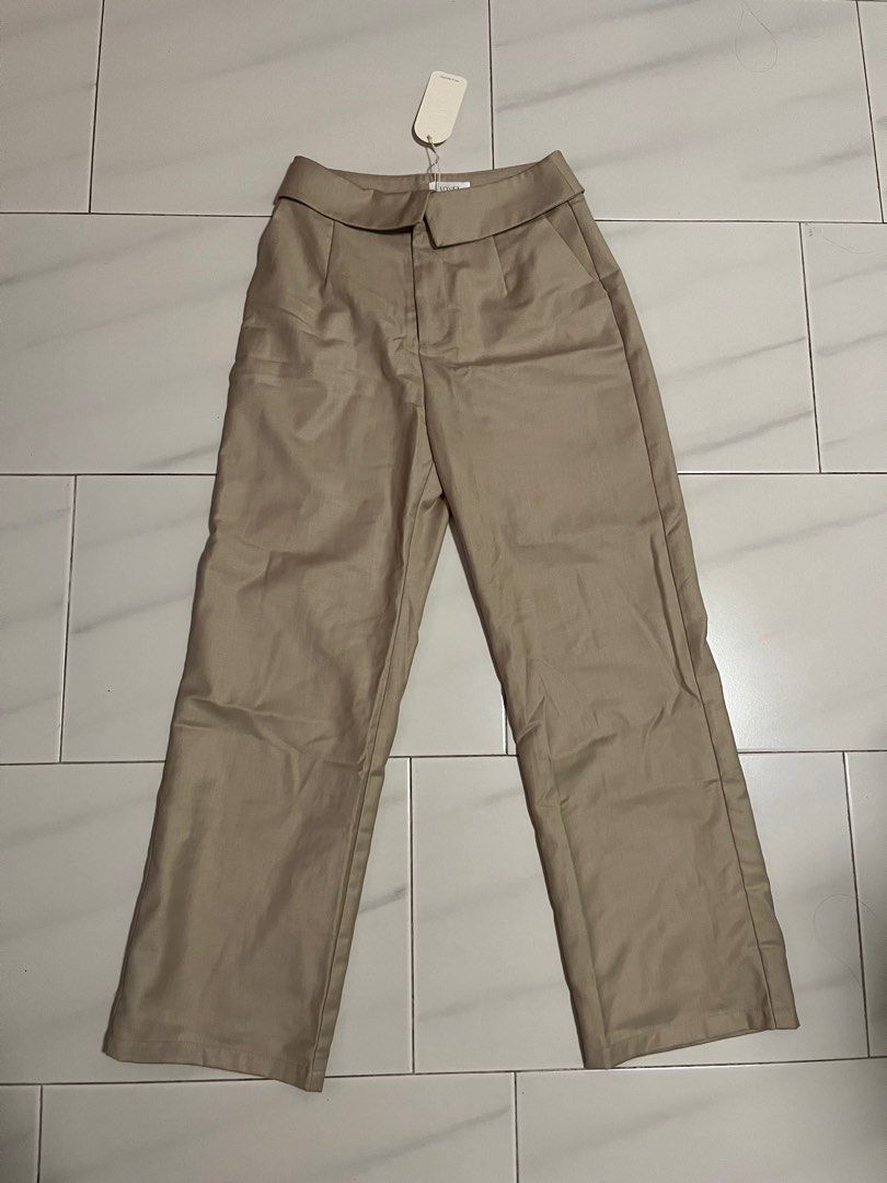 AUSTIN FOLDOVER MID-WAIST PANTS (KHAKI)