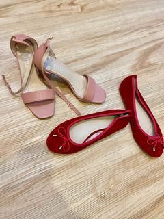 Buy 1 take 1 bench flats & nudish pink block heels see pics for flaws used once then stored size 37 & 38 (6 & 7)