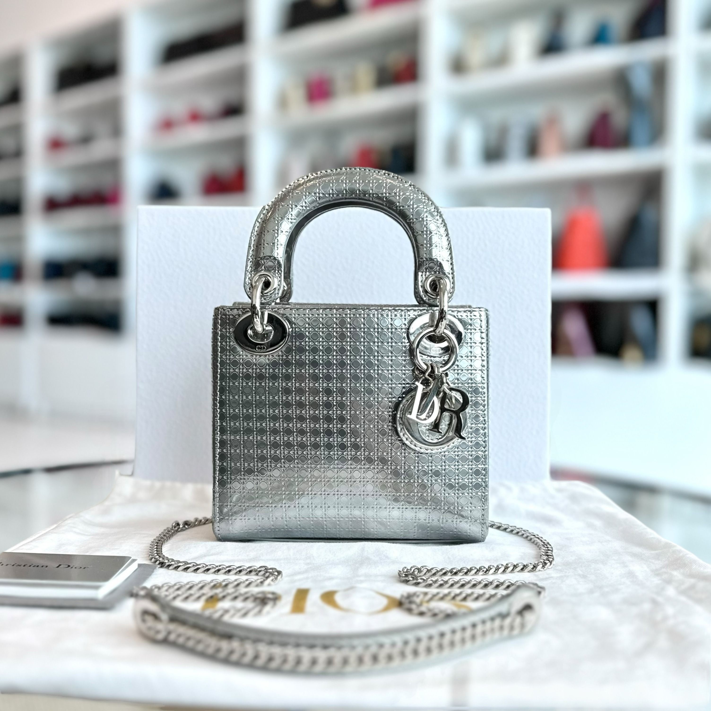 Silver lady dior mini