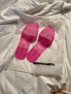 CLN jelly fuschia hot pink slides slippers never used size 37 w dustbag 