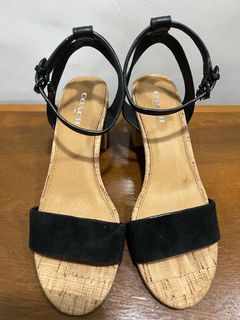 Coach Thompson Ankle Strap Suede/Leather Black Heel Shoes - 23cm
