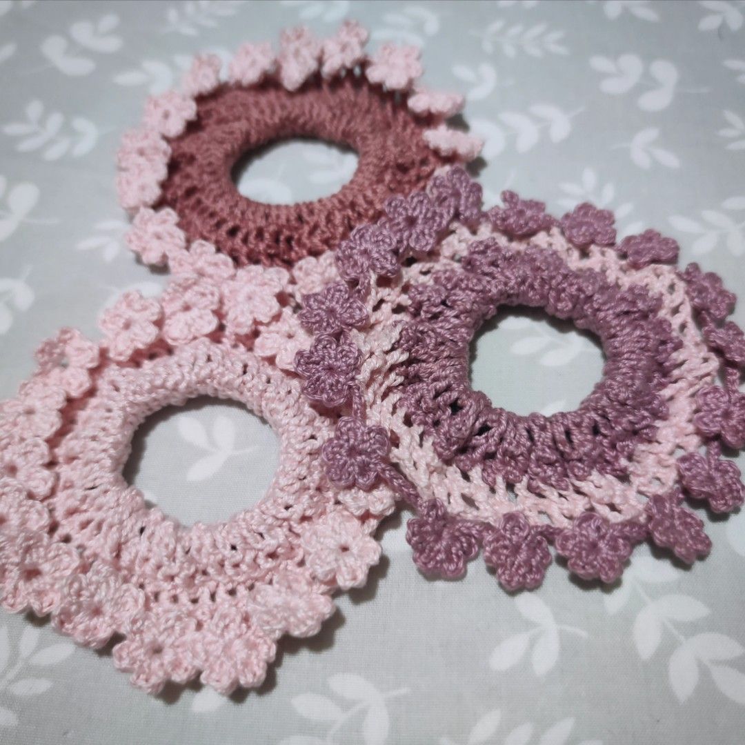 Crochet Scrunchies (Category: Hair Accessories) located in San Juan City. Submitted by blesi (Listing ID 1292159792, Image 2). Description: crochet made in mercenized cotton On-hand or made to order.
