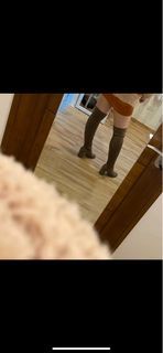 Forever 21 khaki mocha brown knee high boots block heels size 38 pls look at last few pics for flaws