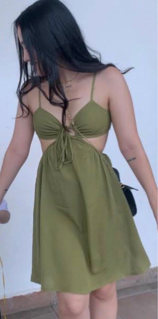olive green chiffon dress Olive Green Chiffon Bridesmaid Gown Dress Long – loveangeldress main image 0