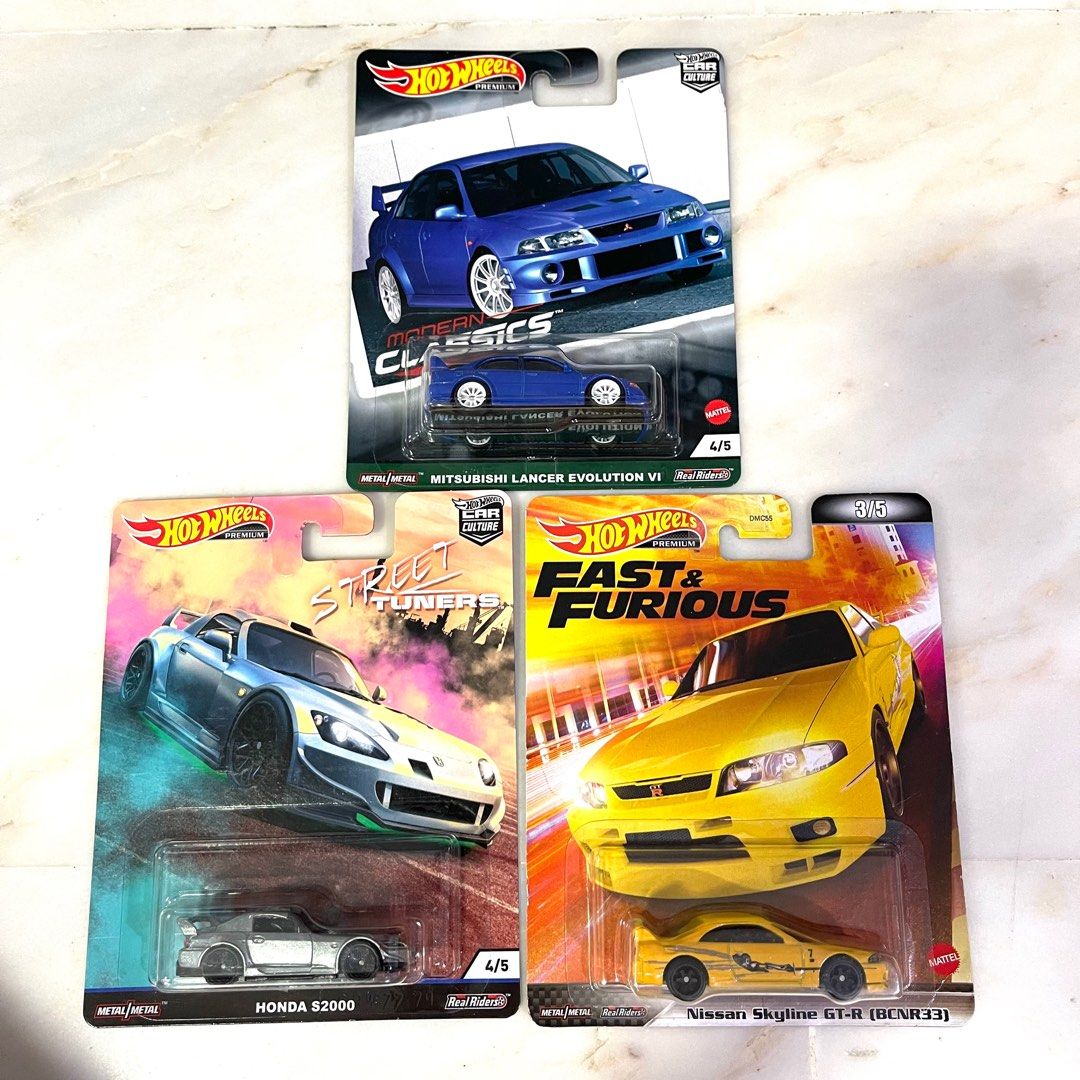 Hotwheels F&F Swap Rubber Wheels Real Riders # Nissan Skyline R34 , Loose