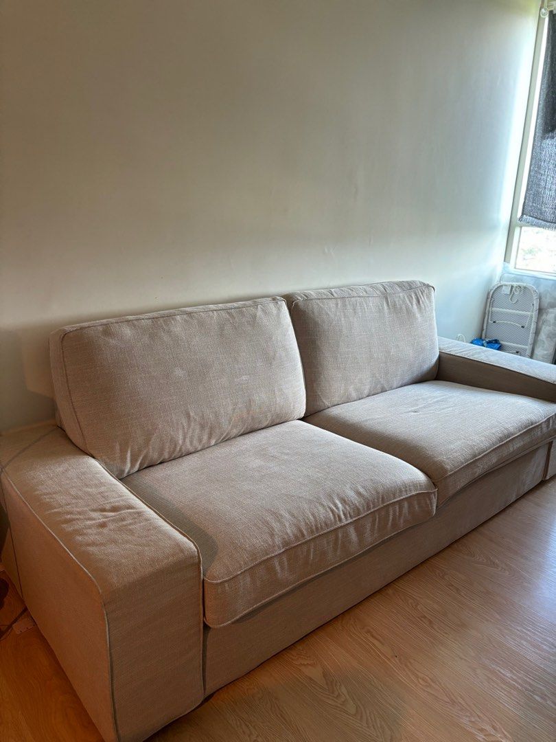 IKEA Kivic Sofa (Category: Sofas) located in Manila. Submitted by maritonilu45250 (Listing ID 1292167651, Image 1). Description: Great condition Completely removable & washable covers Barely / Gently used Original price P38,990 Purchased from IKEA PH Super soft and can be used as a bed when back cushions are removed Comes with 10 year guarantee from IKEA Measurement: Width: 228 cm (89 3/4 “) Depth: 95 cm (37 3/8 “) Height: 83 cm (32 5/8 “) Seat w