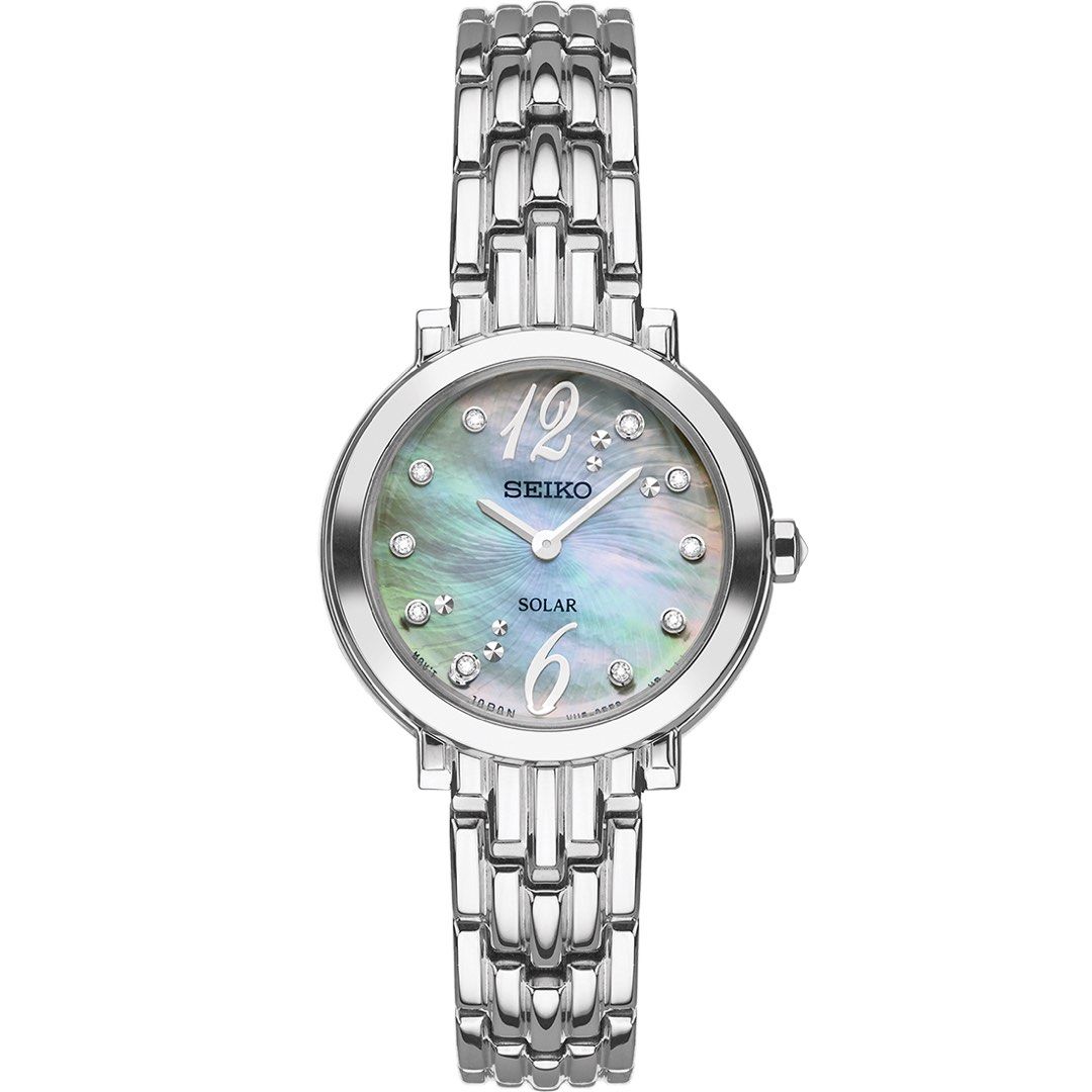 BNIB Seiko Solar Diamond White Mother of Pearl Dial SUP353 SUP353P9 Ladies Watch