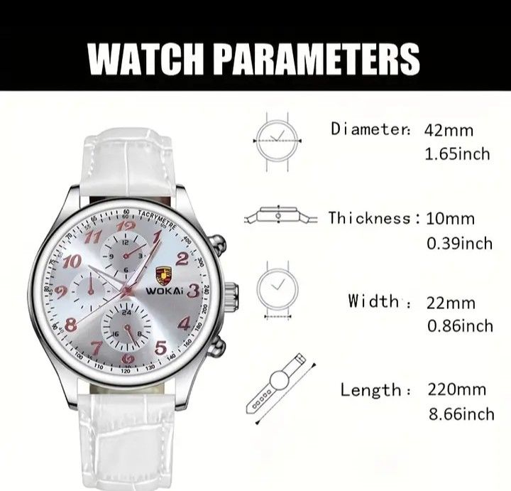 In Store 1 piece Classic Men s White Business Watch