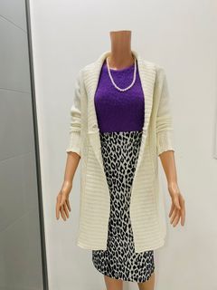 Ivory White Knitted Coat for winter