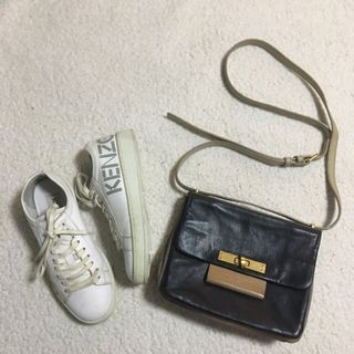 KENZO TENNIX  LOW TOP LEATHER SNEAKERS WITH FREE MARC BY MARC JACOBS TWO WAY LEATHER BAG