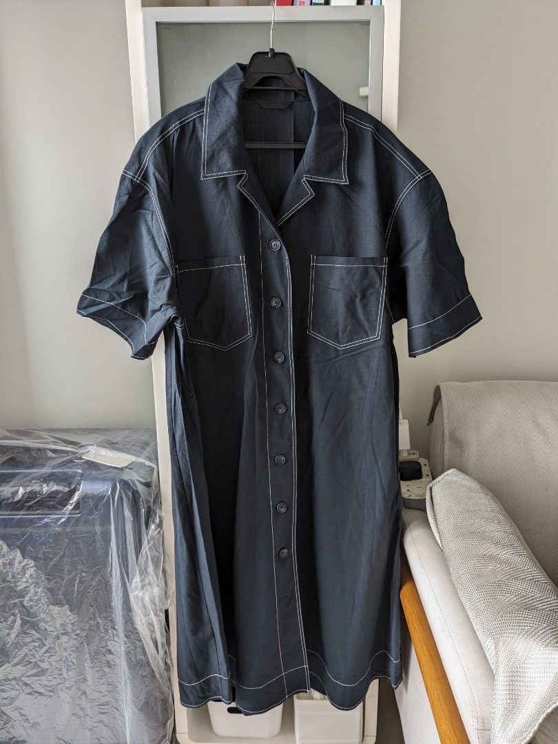 Korean Brand Indiluxe dark blue dress, Women's Fashion, Dresses & Sets,  Dresses on Carousell
