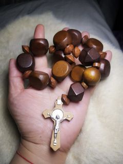 Made in Jerusalem agarwood beads St. Benedict protection rosary