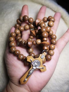 Made in Jerusalem agarwood St. Benedict rosary