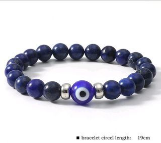 Natural Stone Beads Evil Eye Bracelet (Lapiz Lazuli)