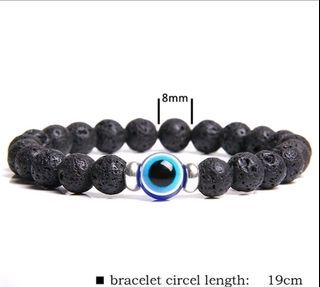 Natural Stone Beads Evil Eye Bracelet (LAVA STONES)