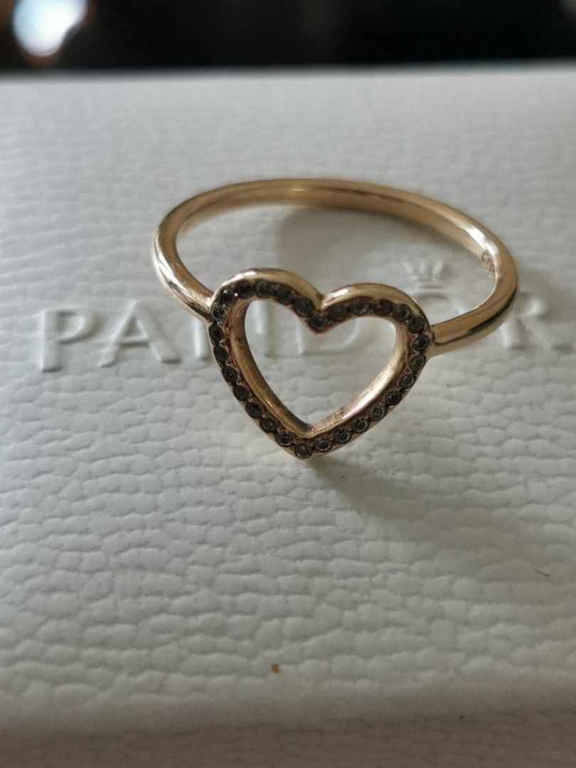 Pandora 14k gold captured heart ring size 56 Women s Fashion Jewelry Organizers Charms on Carousell