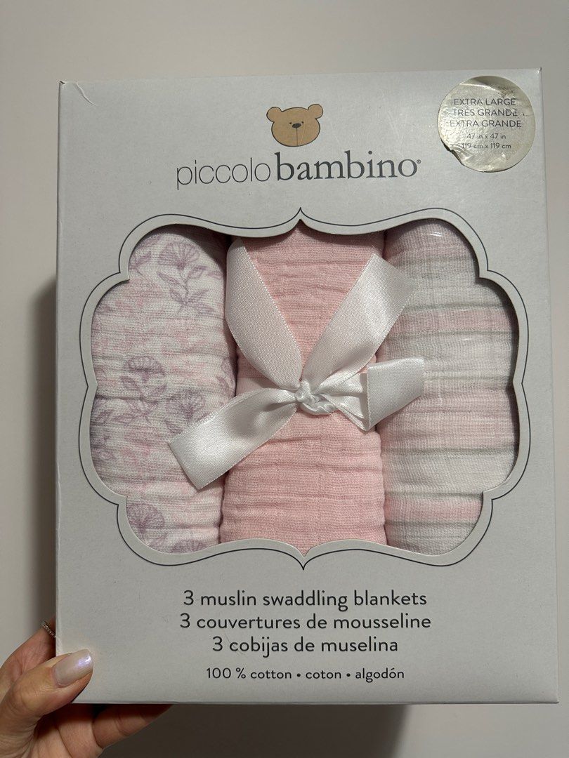 Piccolo bambino muslin swaddling blankets clearance