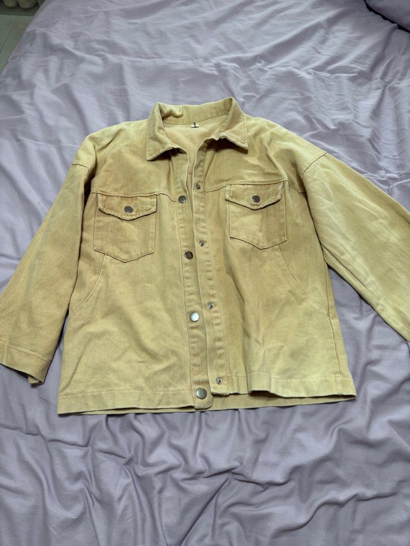 Pink salmon oversized denim jacket Women s Fashion Coats Jackets and Outerwear on Carousell