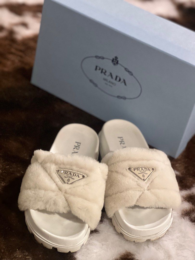 Prada Calzature Donna White slides Women's 36, Luxury, Sneakers \u0026 Footwear  on Carousell