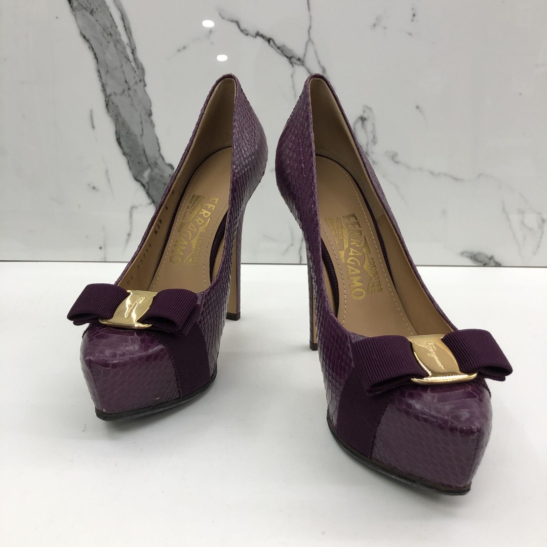 DISCOUNTED SALVATORE FERRAGAMO PURPLE SNAKE SIZE 6 HEELS 217014248 WE Women s Fashion Footwear Heels on Carousell