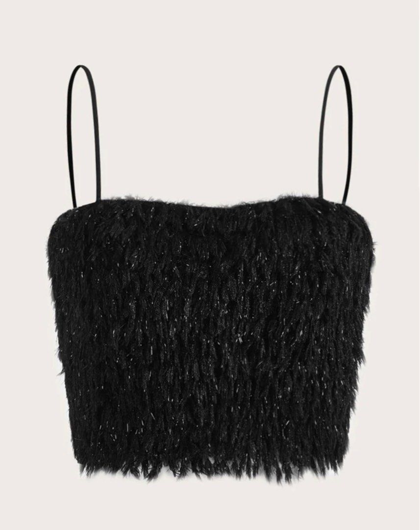 SHEIN Icon Solid Plush Crop Cami Top (Category: Sleeveless) located in Quezon City. Submitted by shaect (Listing ID 1292194758, Image 1). Description: Bought thru Shein App for Php 358.00 Size is Medium but can fit Small frame Never been used but I already removed the tag since I was planning to use it for a party.