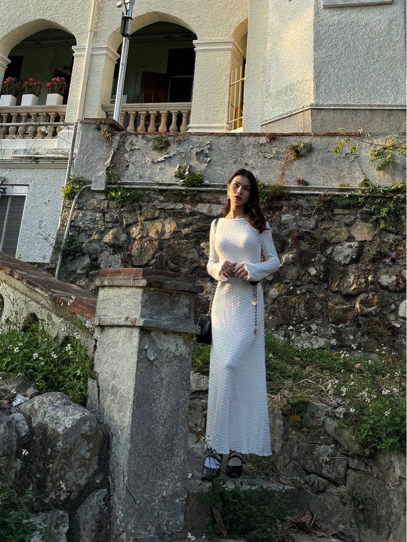 SHEIN long sleeve white dress, Women's Fashion, Dresses & Sets, Dresses on  Carousell
