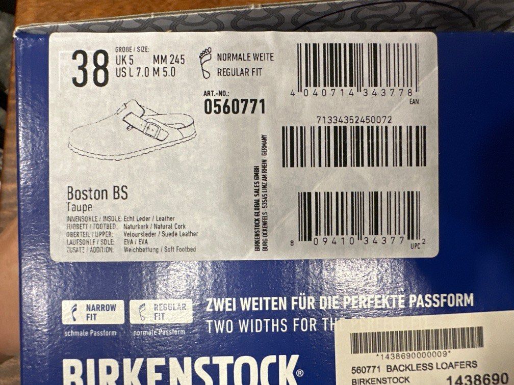 birkenstock boston size 38 taupe