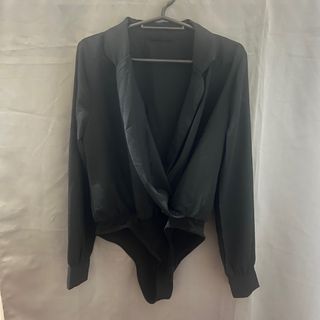 Terranova Black Collared Longsleeve Bodysuit XS-S