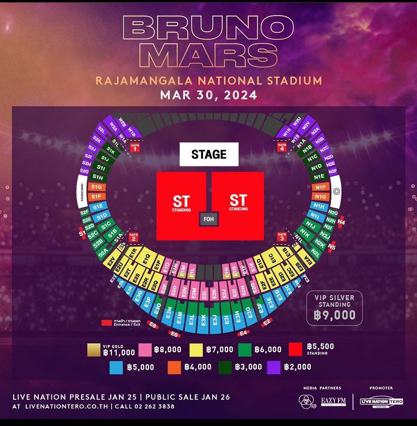 Tiket bruno mars thai 2024, Tiket & Voucher, Tiket Acara di Carousell