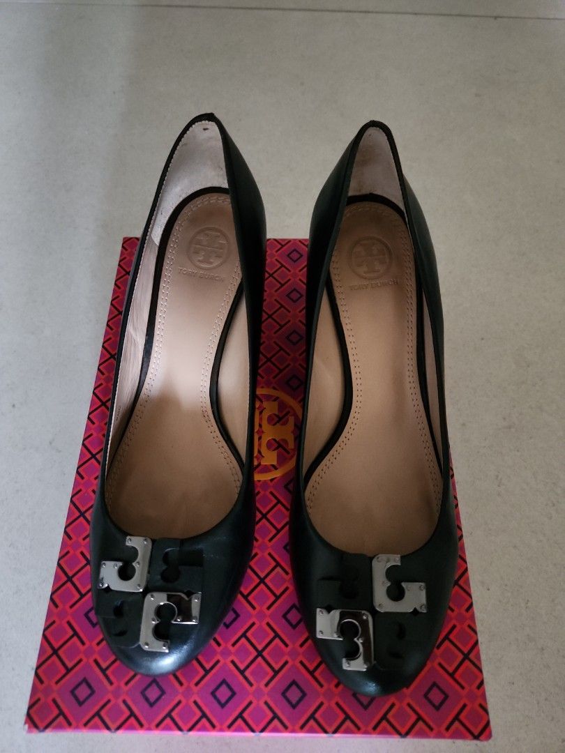 Tory Burch black Lowell wedge