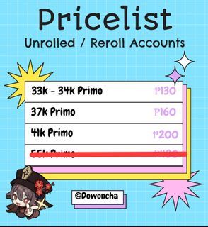 Unrolled / Reroll Genshin Impact Primo Pull Wish Account