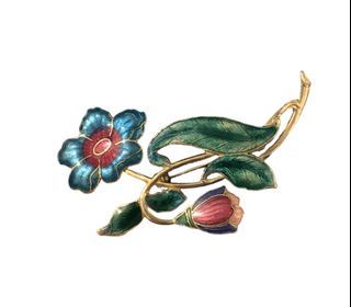 Vintage enamel flower brooch