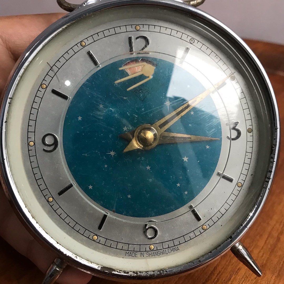 Vintage Sputnik Satellite Alarm Clock 1970’s Diamond Wind Up, Rare