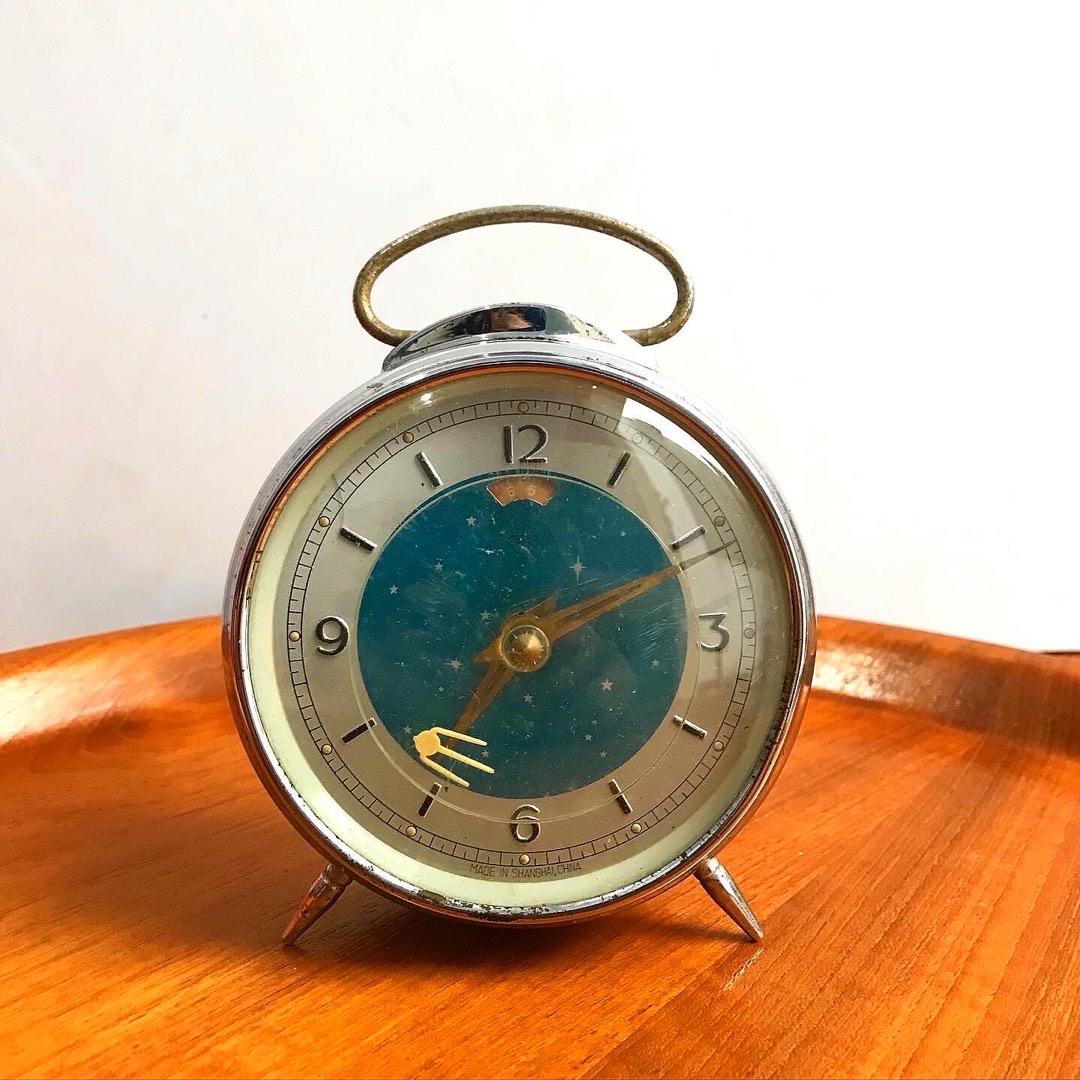 Vintage Sputnik Satellite Alarm Clock 1970’s Diamond Wind Up, Rare