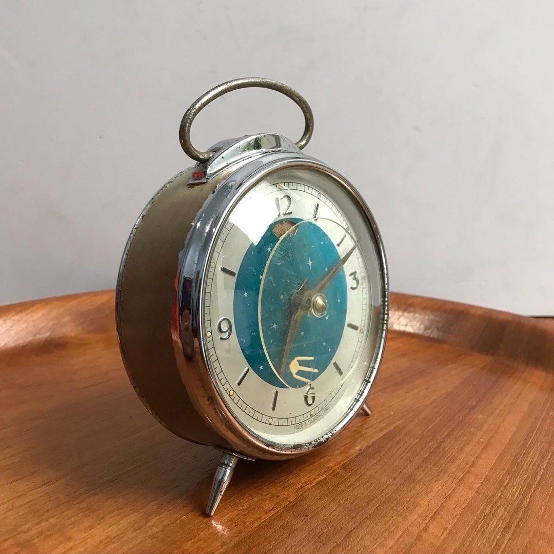 Vintage Sputnik Satellite Alarm Clock 1970’s Diamond Wind Up, Rare