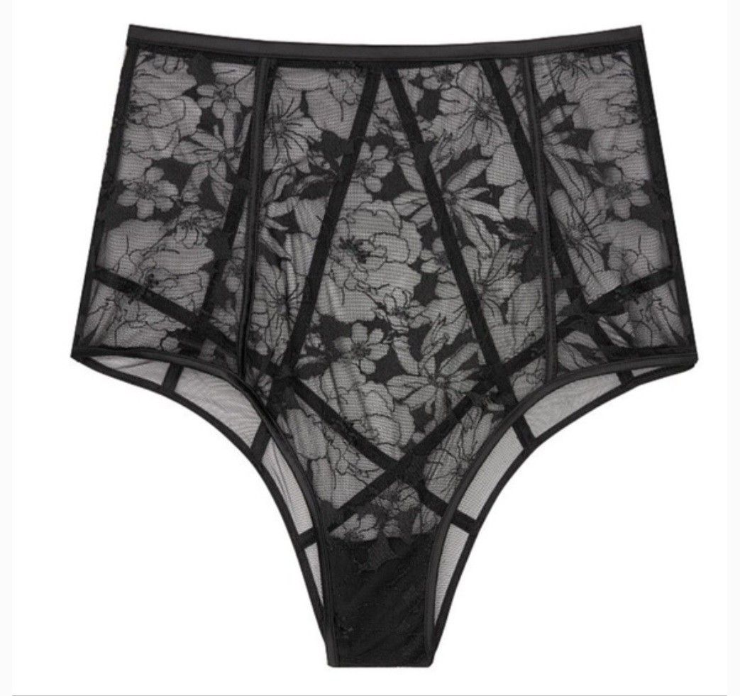 Victoria's Secre Embroidered Adjustable Cheeky Panty black