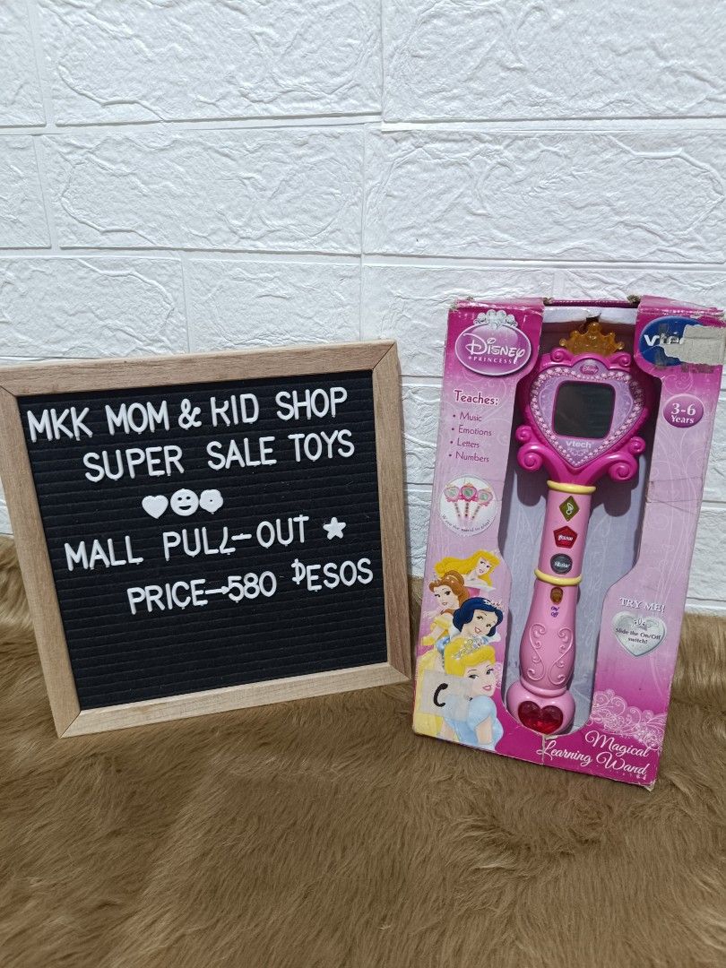 Vtech Magical Learning Wand (Category: Educational & Learning Toys) located in Quezon City. Submitted by mhoniqvela04 (Listing ID 1292201723, Image 1). Description: Guaranteed Original💯 Mall pull out Toy✅ 100% Working✅ Complete set✅ Only issue: Slightly Dented box.