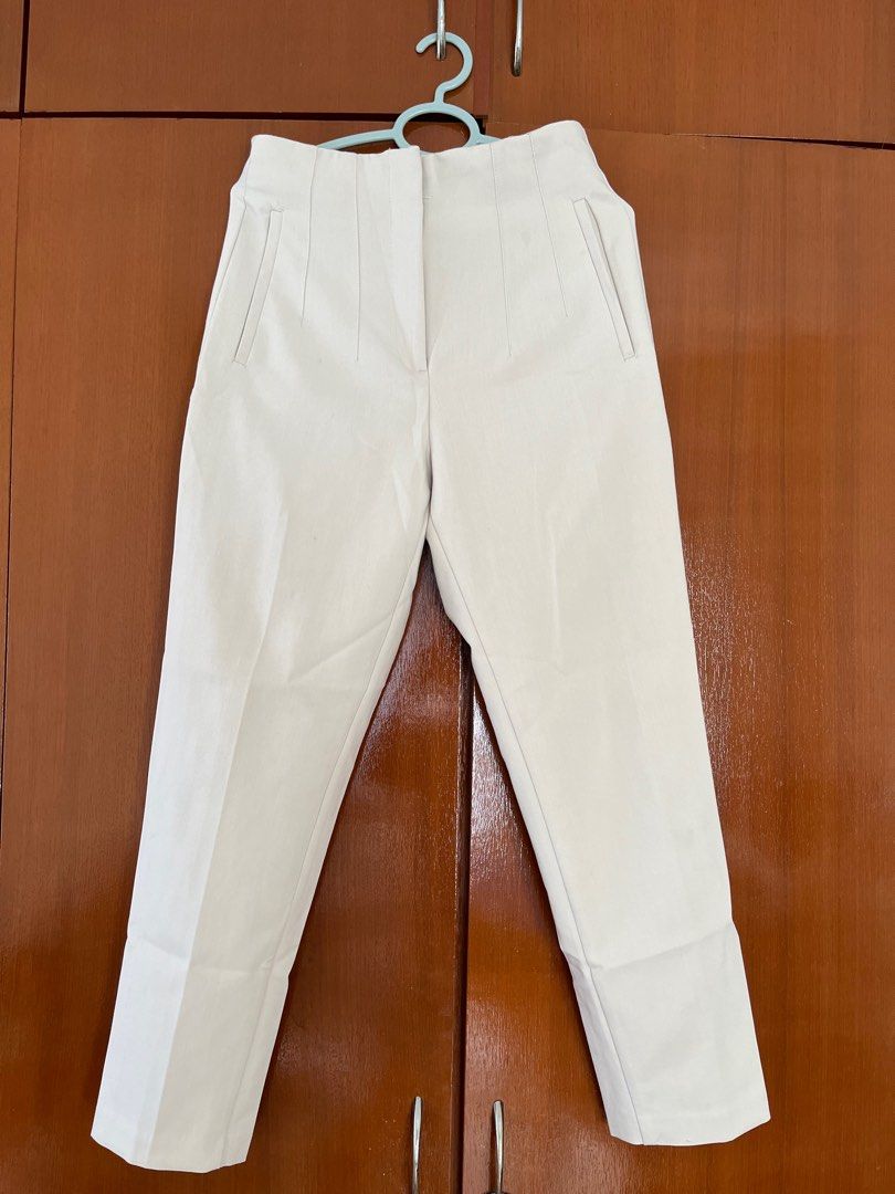 Zara Pants in Oyster White, Women's Fashion, Bottoms, Other Bottoms on  Carousell