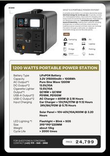 1200 watts PORTABLE POWER STATION LIFEPO4 battery