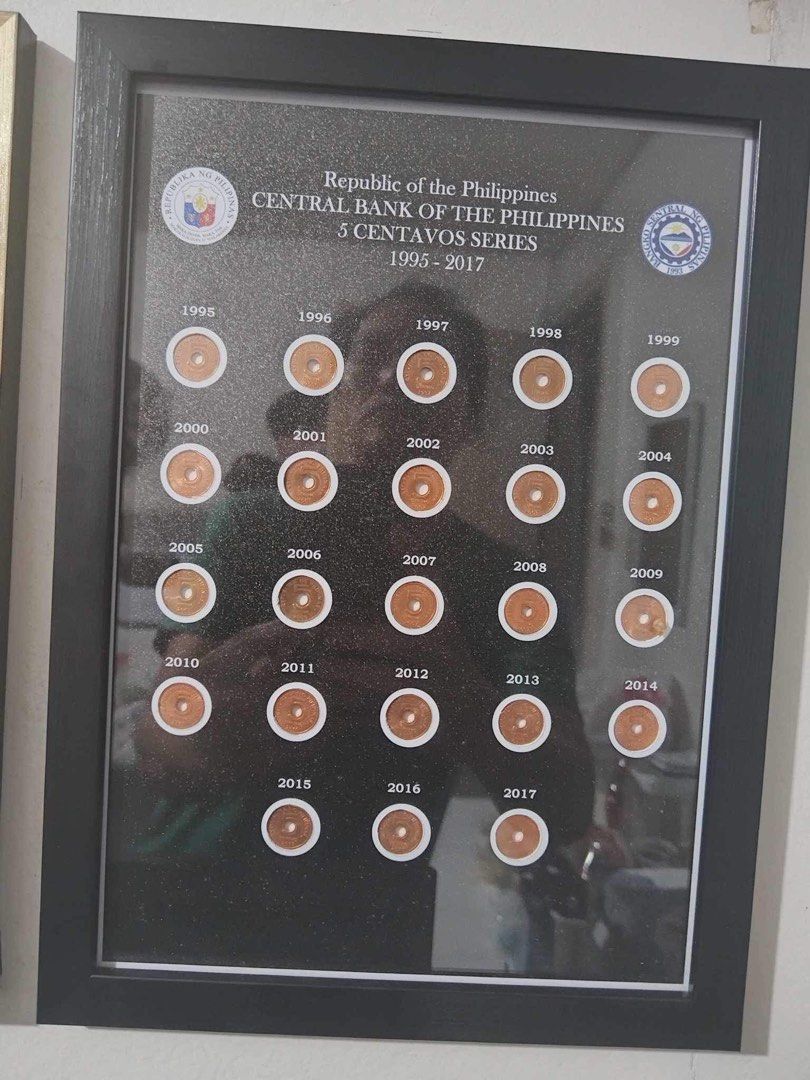 5 Centavos Complete Year - BSP Series in Glass Frame (Category: Currency) located in Valenzuela. Submitted by phcoins.banknotes08 (Listing ID 1292092405, Image 2). Description: 5 Centavos Complete Year - BSP Sries Unc-EF Grade for more collectible items kindly DM us thank you.