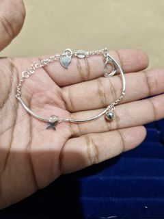 925 Silver Heart and Butterfly Bangle Bracelet