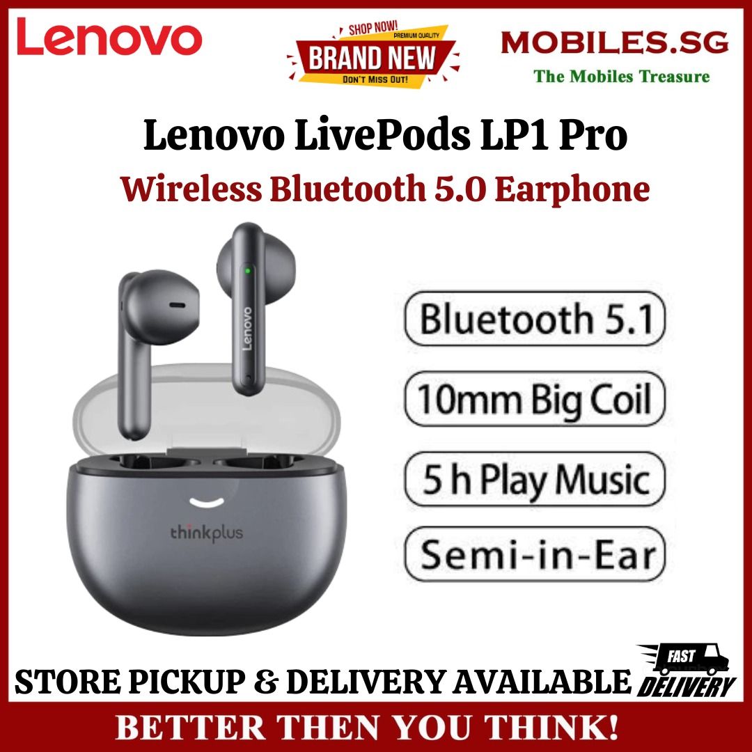 Lenovo LivePods LP1 Wireless Bluetooth 5.0 Earphone HD Sound Quality Store Pickup Same Day Delivery Audio Earphones on Carousell