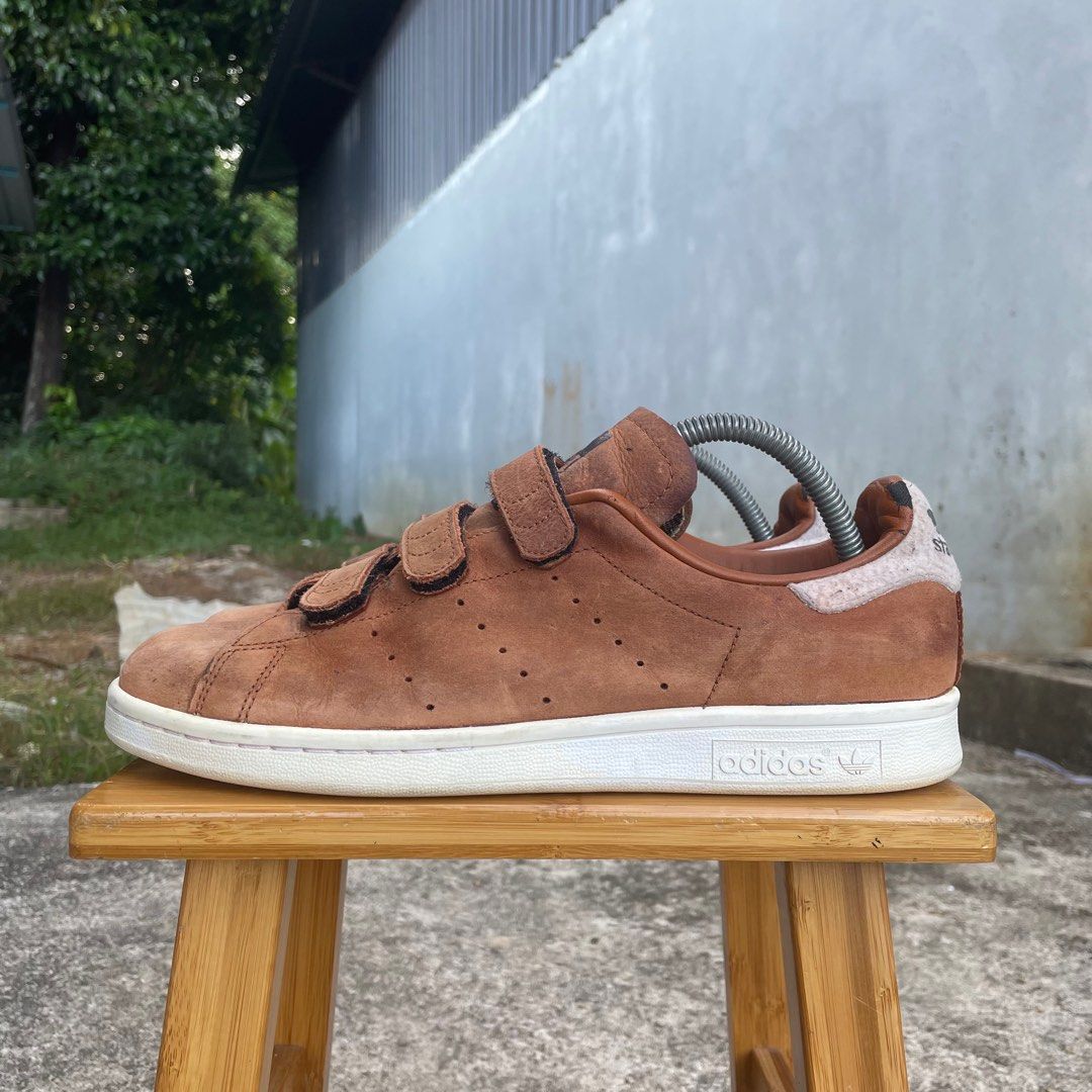 Adidas brown stan smith velcro sale trainers
