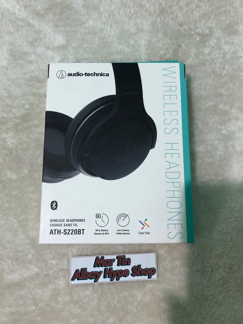 AUDIO TECHNICA WIRELESS HEADPHONE (Category: Headphones & Headsets) located in Legazpi City. Submitted by albay.hype.shop (Listing ID 1292290717, Image 1). Description: AUDIO-TECHNICA ATH-S220BT WIRELESS HEADPHONE 2,250 ONLY BELOW SRP! BRANDNEW LEGIT GCASH MOP JNT/LBC.
