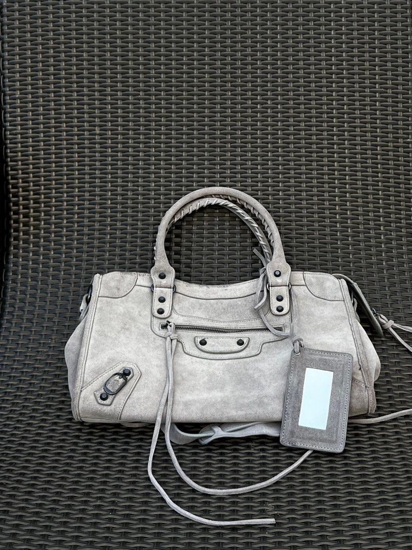 Balenciaga suede 2025 bag white