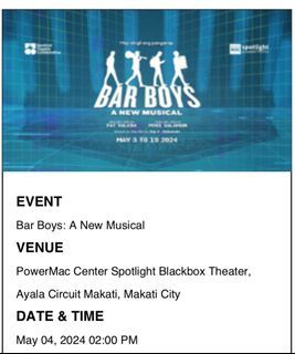 Bar Boys The Musical Gold- May 4