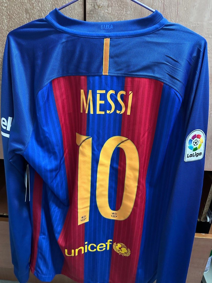 Authentic Barcelona long sleeve 16-17 Home Jersey with 'Messi